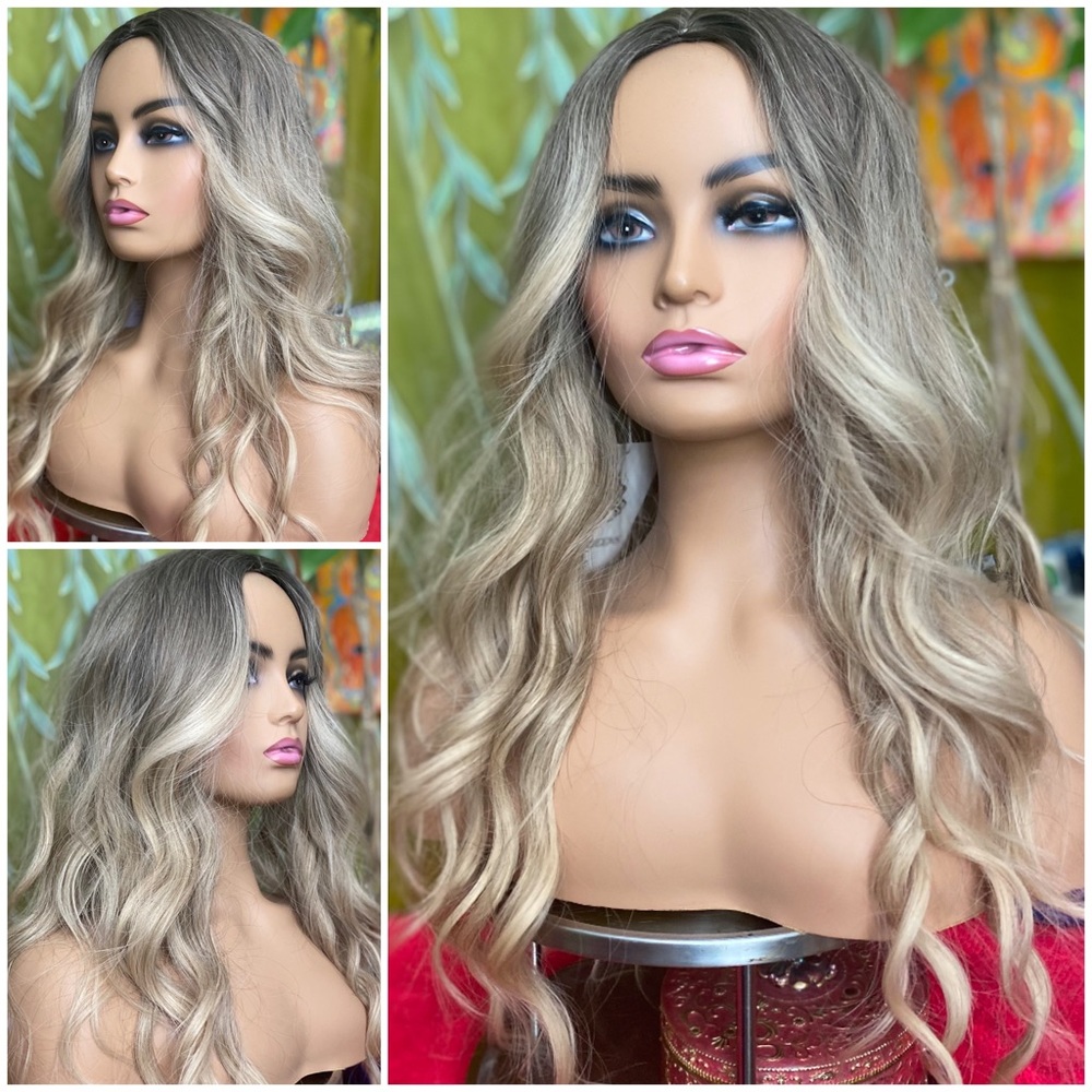 mixed blonde face framing highlights wig